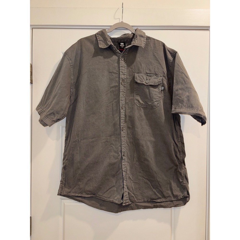 Ecko Unltd Mens 2XB Charcoal Gray Short Sleeve Cotton Button Down Shirt Pocket